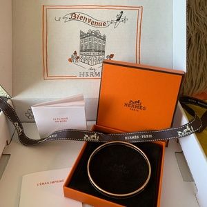 Hermes-Paris Black And Rose Gold Plated Bangle